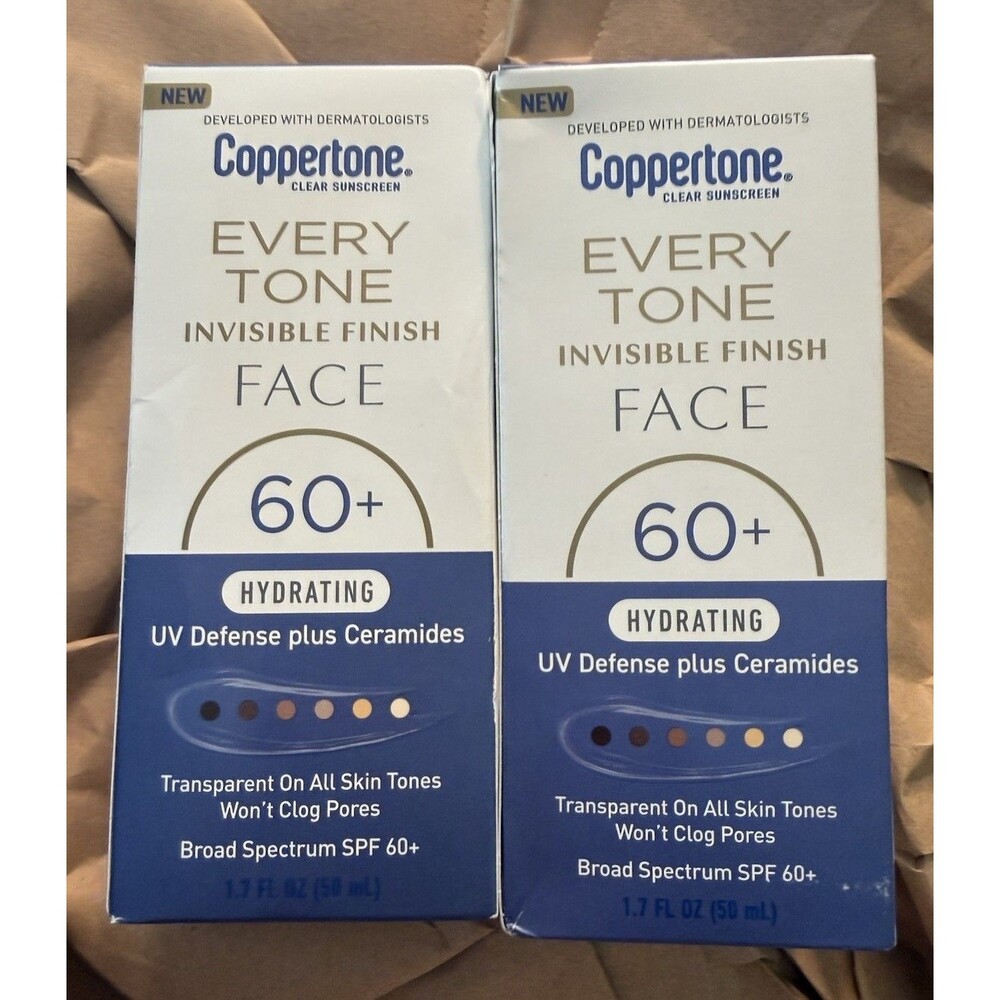 2 PACK Coppertone Hydrating Every Tone Face - SPF 60+ EXP 01/27